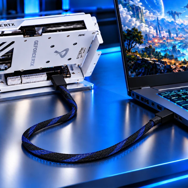 Alt view image 5 of 6 - HOOCCC Oculink Cable Silver-Plated OcuLink 4i SFF-8611 to SFF-8611 PCIe 4.0 x4 Gen4 Full-Function Extension Cable, 64Gbps High-Speed Data Cable for Egpu