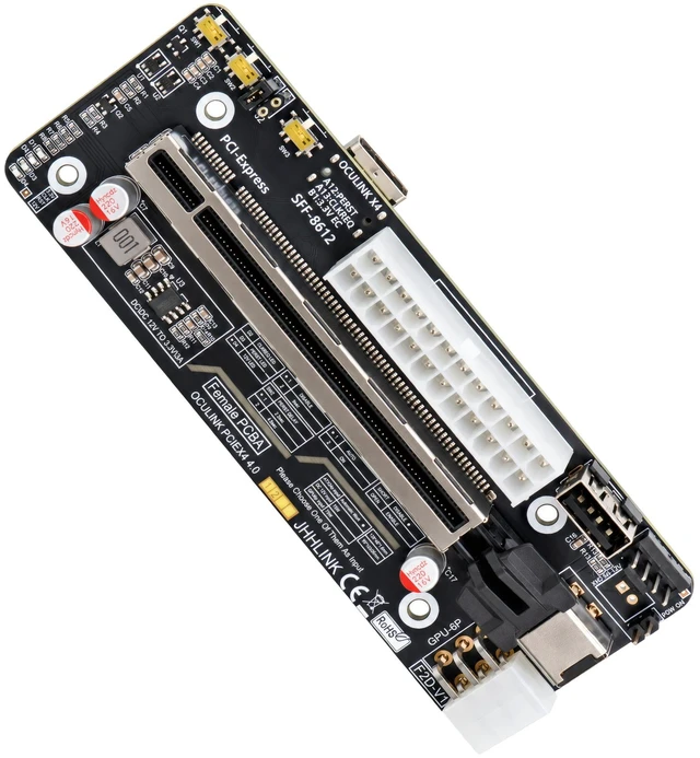 Main image of HOOCCC GPU DOCK OCuLink eGPU Dock Motherboard Dock Station PCIe 4.0 x4, SFF-8612 to PCIe x16 Riser Card for External Graphics Card, ATX/Dual Power Supply, 64Gbps High-Speed Adapter for Mini PC/Laptop