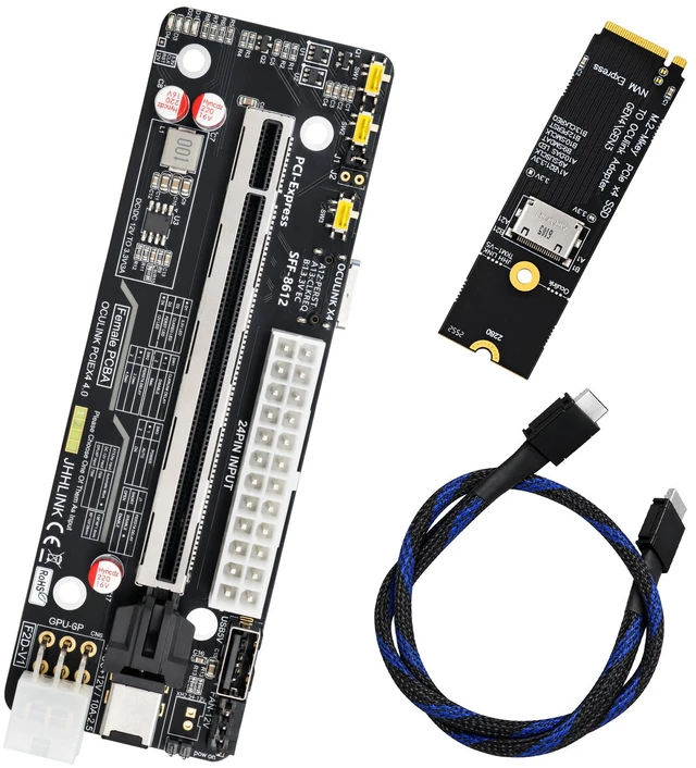 Main image of HOOCCC OCuLink PCIe 4.0 x4 eGPU Docking Station Kit, M.2 NVMe to SFF-8612 Adapter & 50cm Cable, ATX 24Pin GPU Dock Board for Mini PC Laptop