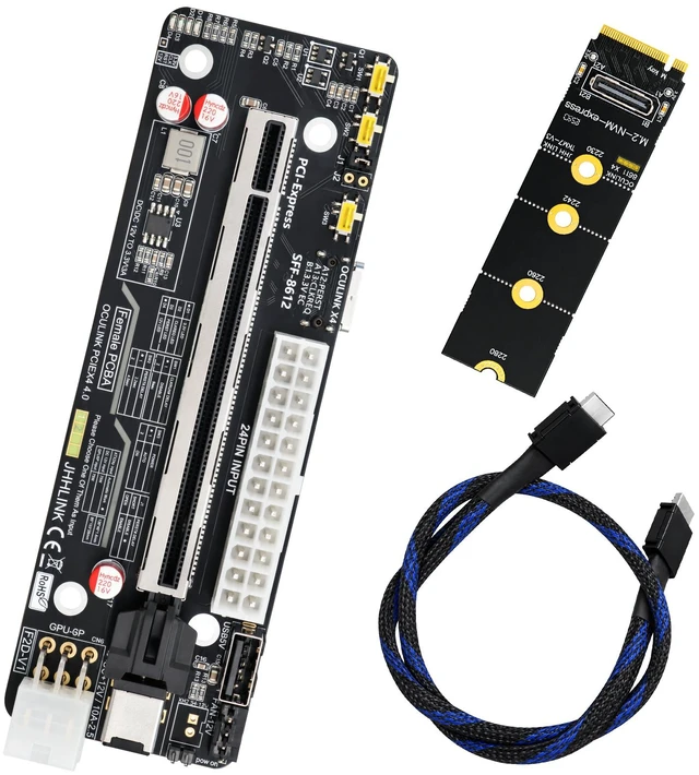 Main image of HOOCCC OCuLink PCIe 4.0 x4 eGPU Docking Station Kit, M.2 NVMe to SFF-8612 Adapter & 50cm Cable, ATX 24Pin GPU Dock Board for Mini PC Laptop Combo 2