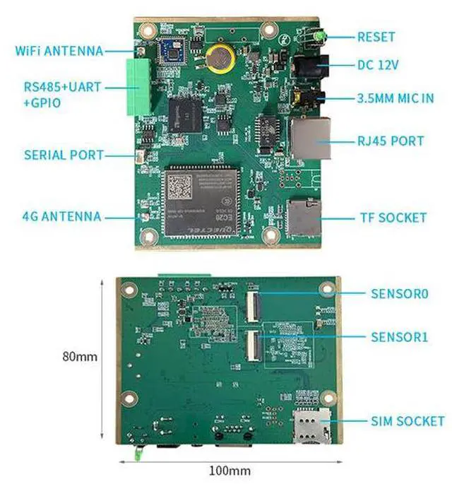 Alt view image 3 of 3 - Ingenic T40XP Dual-Sensor Camera Dev Kit: Dual GC2053 1080P, 8T INT2 AI NPU, Supports YOLOv5 / LPR Prototyping, H.265 Linux IP Camera Evaluation Board