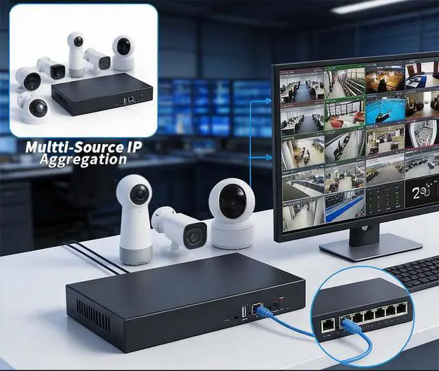 Alt view image 4 of 5 - 16-Channel Multi-Protocol IP Streaming Converter, 1080P H.265/H.264 IP Stream Gateway with 3.5mm Analog Audio, RTSP/RTMP/HTTP-FLV/ONVIF Protocol Converter, Supports Up to 512GB MicroSD