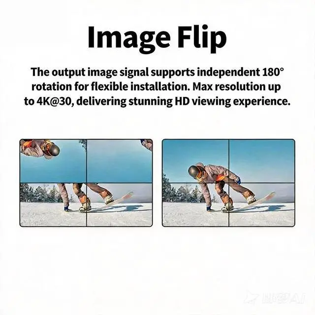 Alt view image 3 of 7 - UHD Video Screen Mirroring Rotator, HDMI Video Manipulator Suppporting 90°/180°/270°/0° Rotation & Flip, 4K30Hz Input to 1080P60Hz Output, IR & Button Control, Model XSWDCR-ROTATE-UHD60P