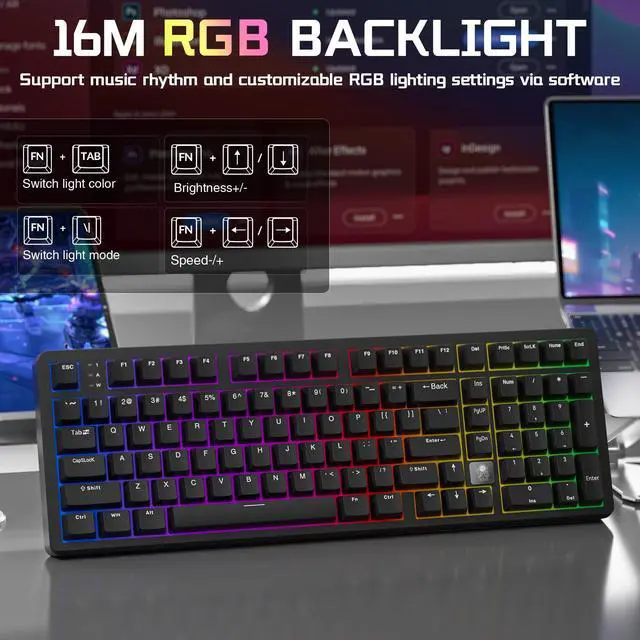 Alt view image 4 of 7 - LEOBOG HI98C Pro Wireless Mechanical Gaming Aluminum Keyboard with Num Pad