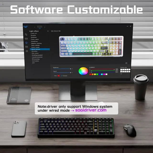 Alt view image 7 of 7 - LEOBOG HI98C Pro Wireless Mechanical Gaming Aluminum Keyboard with Num Pad