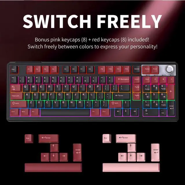 Alt view image 3 of 7 - Wireless Keyboard, Quiet Bluetooth Keyboard for Laptop RGB with Knob