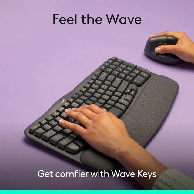 Alt view image 2 of 7 - Wave Keys Wireless Ergonomic Keyboard - Graphite