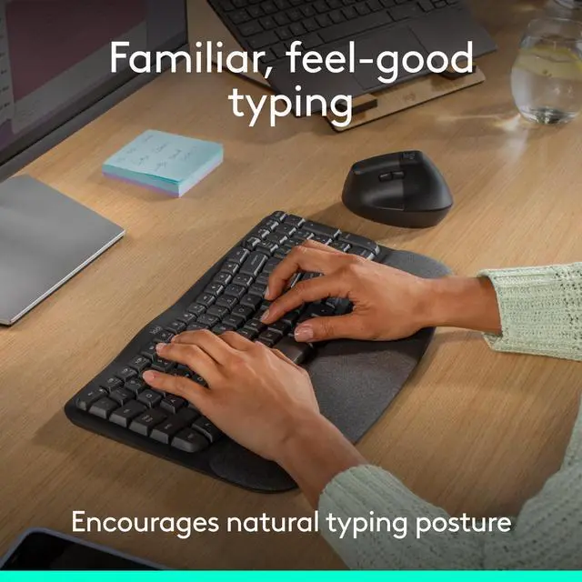 Alt view image 3 of 7 - Wave Keys Wireless Ergonomic Keyboard - Graphite