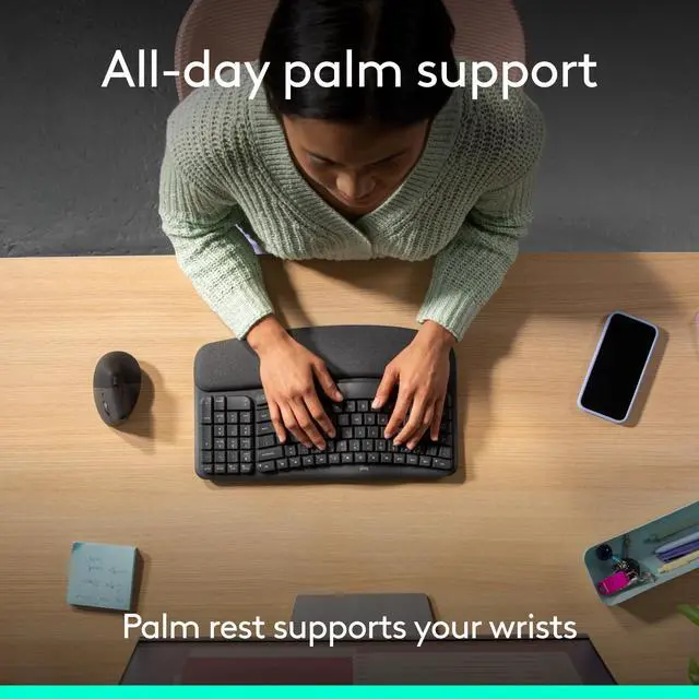 Alt view image 4 of 7 - Wave Keys Wireless Ergonomic Keyboard - Graphite