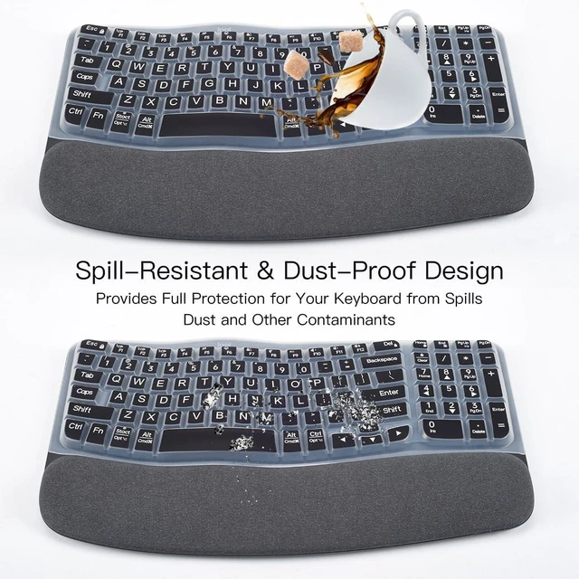 Alt view image 5 of 7 - Large Print Keyboard Cover for Logitech Wave Keys MK670 Combo Keyboard Skin, Logitech Wave Keys Wireless Ergonomic Keyboard Cover Protector Skin, Logitechs Waves Key Accessories, Black