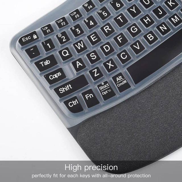 Alt view image 2 of 7 - Large Print Keyboard Cover for Logitech Wave Keys MK670 Combo Keyboard Skin, Logitech Wave Keys Wireless Ergonomic Keyboard Cover Protector Skin, Logitechs Waves Key Accessories, Black