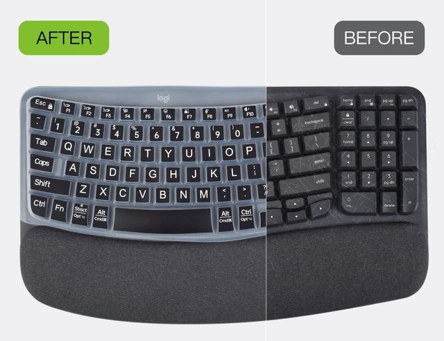 Alt view image 6 of 7 - Large Print Keyboard Cover for Logitech Wave Keys MK670 Combo Keyboard Skin, Logitech Wave Keys Wireless Ergonomic Keyboard Cover Protector Skin, Logitechs Waves Key Accessories, Black