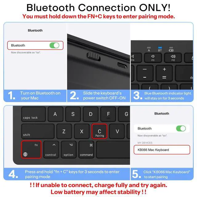 Alt view image 3 of 7 - Rechargeable Keyboard for Mac, Bluetooth Only, No Numpad, Ink Black