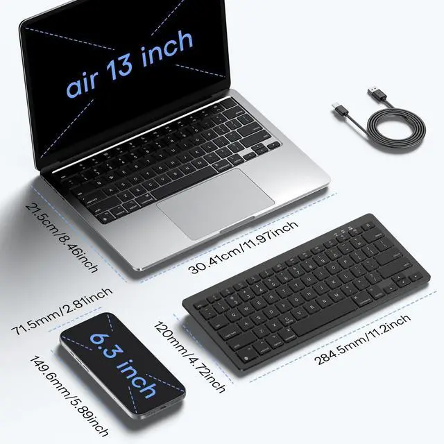 Alt view image 7 of 7 - Rechargeable Keyboard for Mac, Bluetooth Only, No Numpad, Ink Black