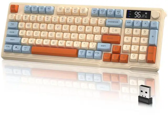 Main image of M96 Wireless Gaming Keyboard,Knob Control Bluetooth/2.4G Wireless Mechanical Feeling Keyboard,RGB LED Backlit with Display Screen, PBT Keycap, 3000mAh, 94-Key Layout for Win/Mac (Blueberry)