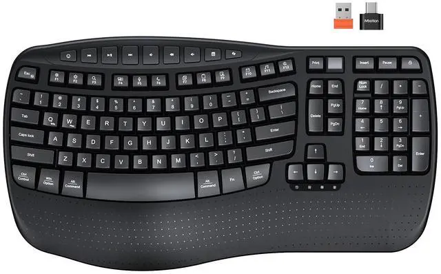 Main image of Ergonomic Wave Wireless Keyboard, Natural Typing Design, Black