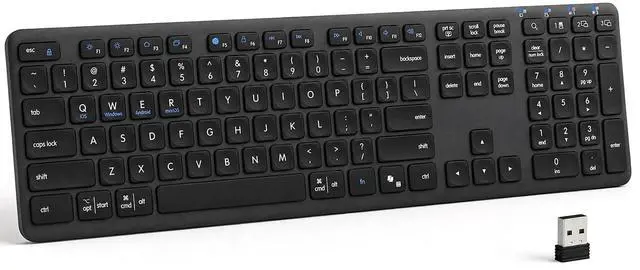 Main image of Wireless Bluetooth Keyboard, Full Size Multi-Device Keyboard for PC, Laptop