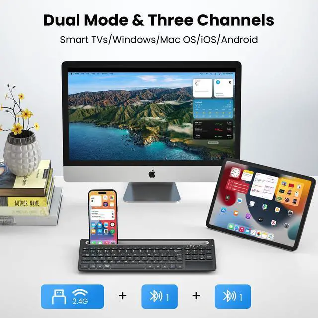 Alt view image 2 of 7 - Wireless Keyboard with Touchpad,Silent for PC Mac Tablet