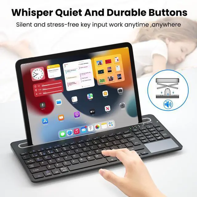 Alt view image 3 of 7 - Wireless Keyboard with Touchpad,Silent for PC Mac Tablet