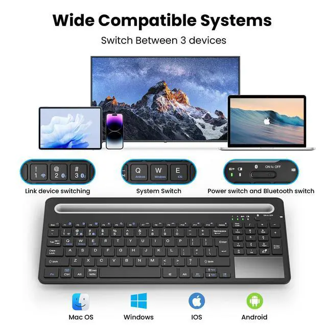 Alt view image 5 of 7 - Wireless Keyboard with Touchpad,Silent for PC Mac Tablet