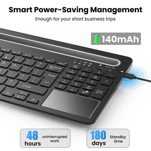 Alt view image 6 of 7 - Wireless Keyboard with Touchpad,Silent for PC Mac Tablet