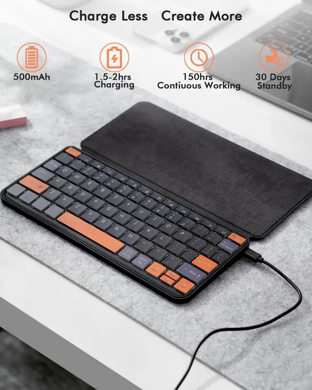 Alt view image 7 of 7 - Universal Keyboard Plus Detachable, Dual Bluetooth Portable Keypad with Removable Stand & 7-Color Backlit, Wireless Travel Keyboard for iPad/Z Fold/Galaxy Tabs/Phones, Keypad for iOS/Android/Windows
