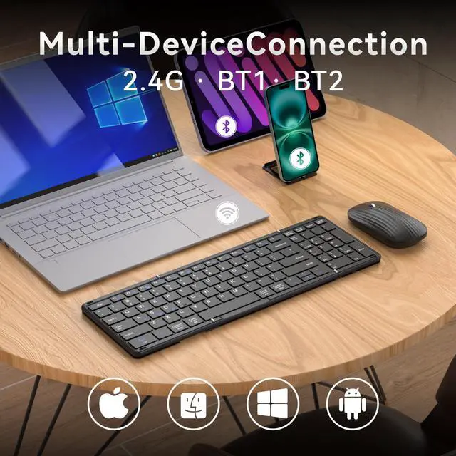 Alt view image 2 of 7 - Foldable Keyboard and Mouse, Folding Bluetooth Keyboard Combo