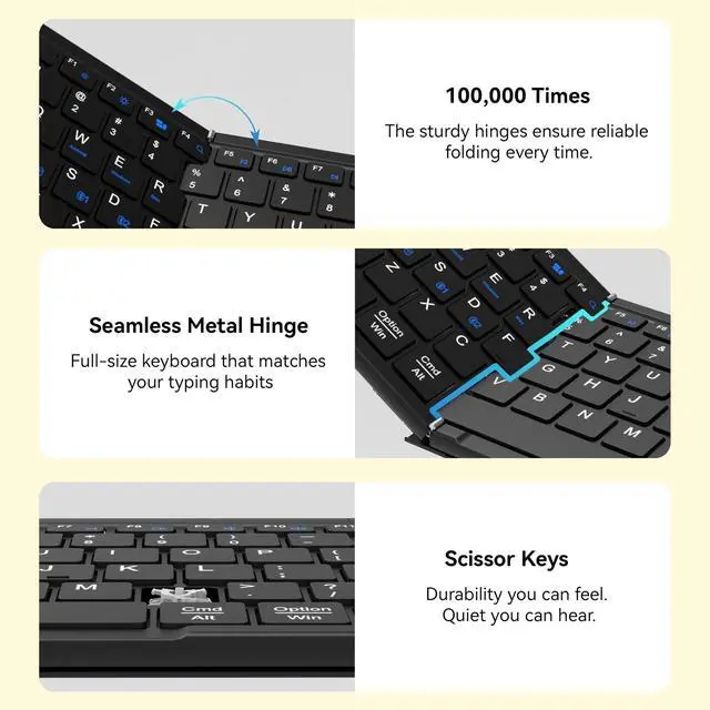 Alt view image 5 of 7 - Foldable Keyboard and Mouse, Folding Bluetooth Keyboard Combo