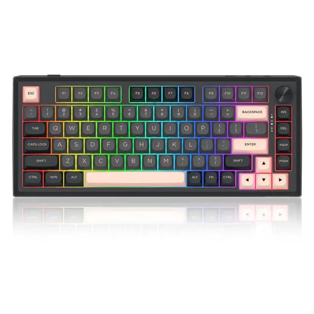 Alt view image 3 of 7 - K687 PRO Wireless CNC Gasket Gaming Keyboard, 81 Keys Mechanical Keyboard w/Premium CNC Aluminum Board, Easy-Control Knob, 5-Layer Noise Dampening, Custom Linear Switch, Round PBT Keycaps