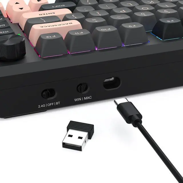 Alt view image 5 of 7 - K687 PRO Wireless CNC Gasket Gaming Keyboard, 81 Keys Mechanical Keyboard w/Premium CNC Aluminum Board, Easy-Control Knob, 5-Layer Noise Dampening, Custom Linear Switch, Round PBT Keycaps