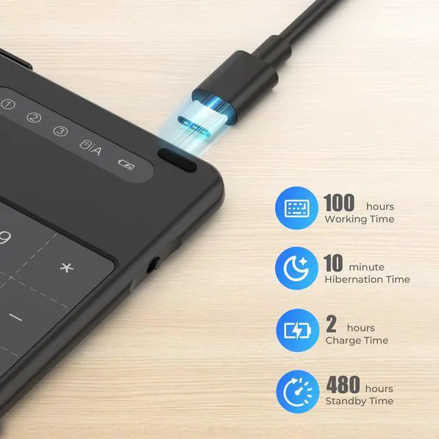 Alt view image 6 of 7 - Foldable Bluetooth Keyboard with Touchpad & Numpad, Portable Wireless Travel Pocket Keyboard with 2.4G USB Receiver, Mini Quiet Typing, Multi-Device Pairing for iPad, Tablet, Phone