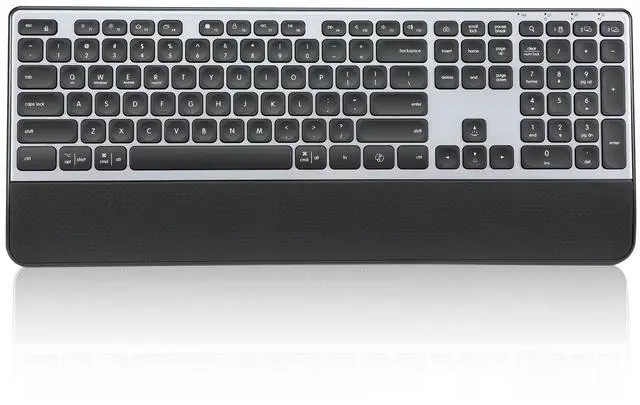 Main image of Wireless Keyboard, Rechargeable Full Size Multi-Device Bluetooth Keyboard with Wrist Rest, 3-Level Backlit, for Computer, Laptop, Tablet, Smartphone, Office,US Layout