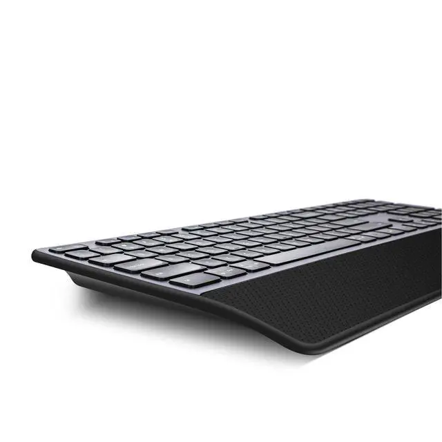Alt view image 2 of 7 - Wireless Keyboard, Rechargeable Full Size Multi-Device Bluetooth Keyboard with Wrist Rest, 3-Level Backlit, for Computer, Laptop, Tablet, Smartphone, Office,US Layout