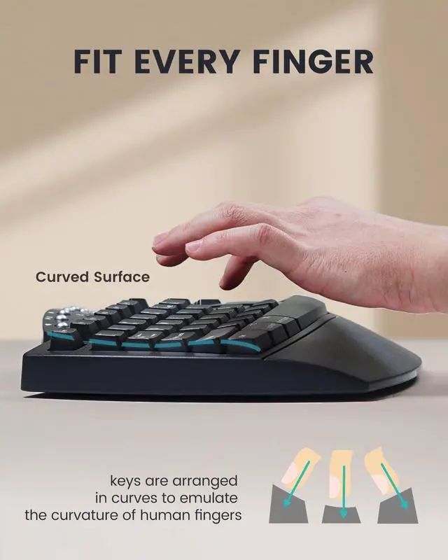 Alt view image 5 of 7 - PERIBOARD-512B Wired Ergonomic Keyboard - Split Keyboard, Wrist Rest, Natural Typing - Wired USB Connectivity - US English - Black