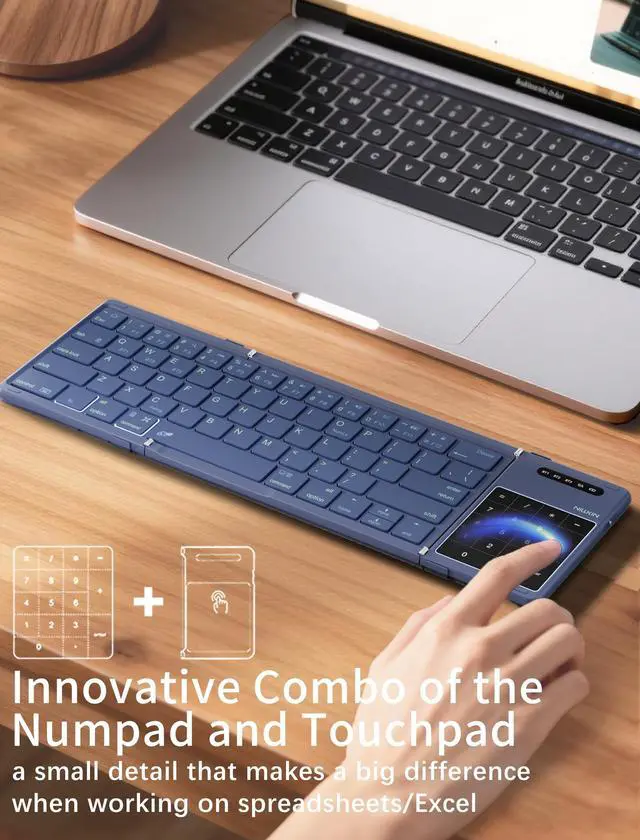 Alt view image 2 of 7 - Cube Pocket Upgraded Foldable Keyboard with Touchpad & Number Pad