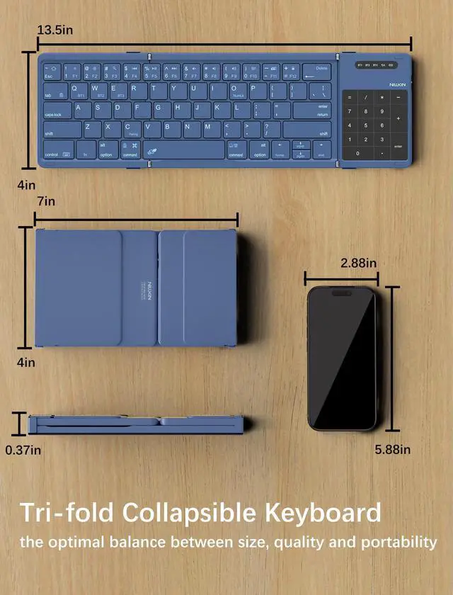 Alt view image 4 of 7 - Cube Pocket Upgraded Foldable Keyboard with Touchpad & Number Pad