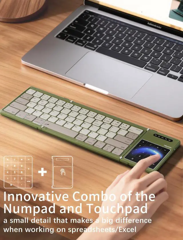 Alt view image 2 of 7 - Cube Pocket Upgraded Foldable Keyboard with Touchpad & Number Pad