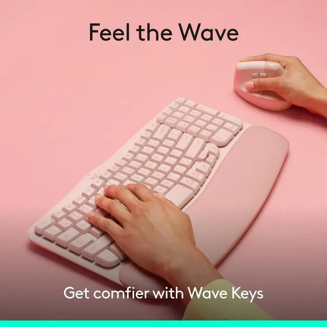 Alt view image 2 of 7 - Wave Keys Wireless Ergonomic Keyboard - Rose