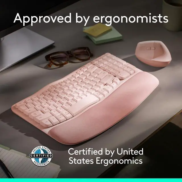 Alt view image 5 of 7 - Wave Keys Wireless Ergonomic Keyboard - Rose