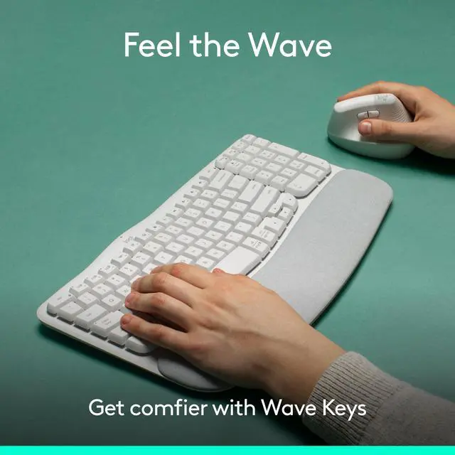 Alt view image 2 of 7 - Wave Keys Wireless Ergonomic Keyboard - Off White