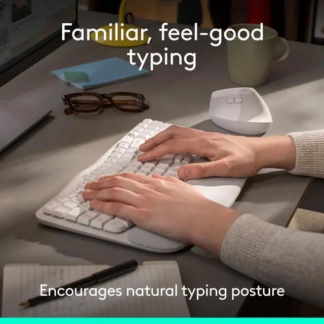 Alt view image 3 of 7 - Wave Keys Wireless Ergonomic Keyboard - Off White