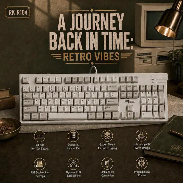 Alt view image 2 of 7 - R104 Wired Mechanical Keyboard Full Size, Gasket Mount