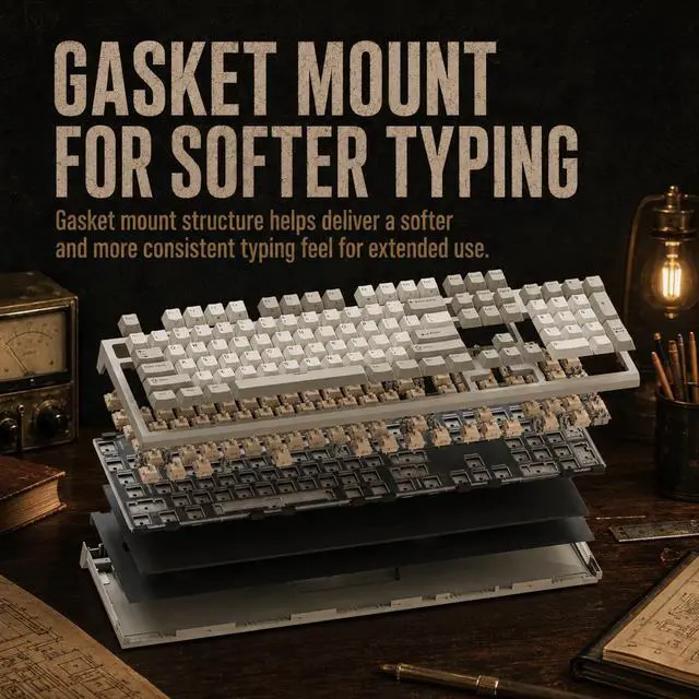 Alt view image 4 of 7 - R104 Wired Mechanical Keyboard Full Size, Gasket Mount