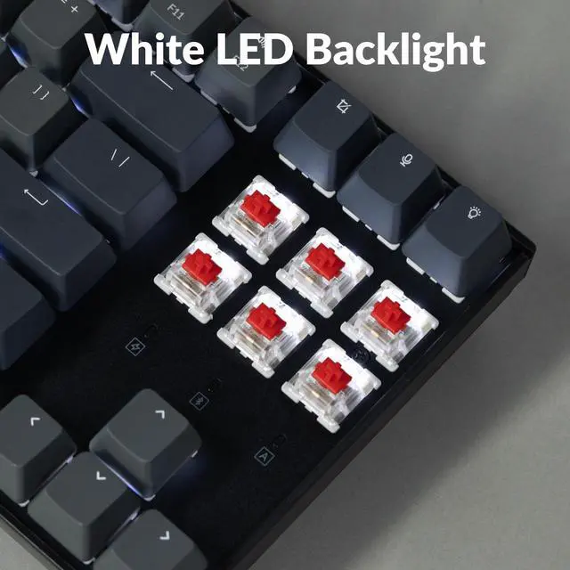 Alt view image 6 of 7 - K8 Tenkeyless Wireless Mechanical Keyboard for Mac, White Backlight, Bluetooth, Multitasking, Type-C Wired Gaming Keyboard for Windows Red Switch