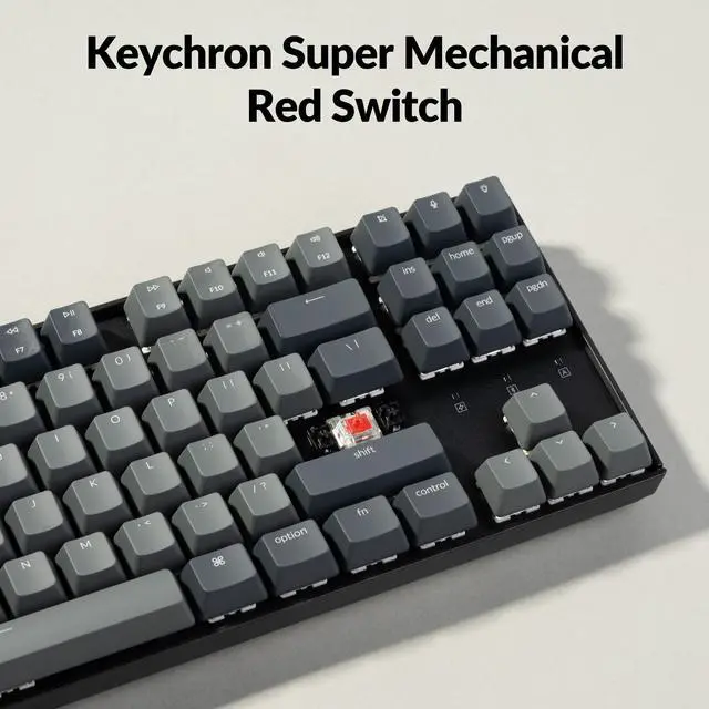 Alt view image 5 of 7 - K8 Tenkeyless Wireless Mechanical Keyboard for Mac, White Backlight, Bluetooth, Multitasking, Type-C Wired Gaming Keyboard for Windows Red Switch