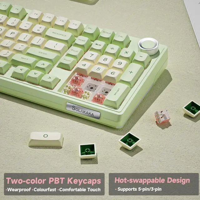 Alt view image 4 of 7 - KI99 Pro Wireless Mechanical Keyboard Quiet Switch,Hot Swappable Pre-Lubed Switches Silent Keyboard with RGB Backlit,Gasket Structure Computer Gaming Keyboards(GreenWhite, Silent Switch)