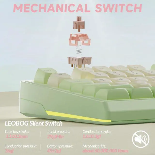 Alt view image 5 of 7 - KI99 Pro Wireless Mechanical Keyboard Quiet Switch,Hot Swappable Pre-Lubed Switches Silent Keyboard with RGB Backlit,Gasket Structure Computer Gaming Keyboards(GreenWhite, Silent Switch)