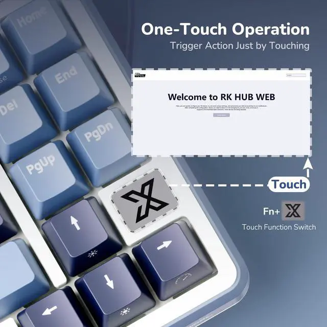 Alt view image 4 of 7 - X87 Gasket Mechanical Keyboard, 75% Wireless Gaming Keyboard with Touchable X-Plate & Volume Knob, Bluetooth/2.4GHz/Wired, Hot Swappable RGB Backlit (Blue, Tactile Beige Switch)