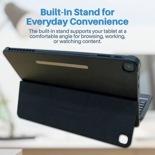 Alt view image 2 of 5 - Helios 10.1 Tablet Docking Keyboard Case - Magnetic Detachable POGO Pin Keyboard with Precise Touchpad - 2 in 1 Laptop Tablet Cover with Adjustable Kickstand - Silent & Comfortable Typing