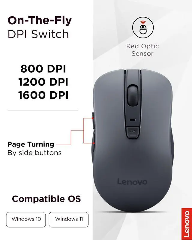 Alt view image 4 of 7 - WL310 Bluetooth Silent Mouse, Ergonomic, Adjustable DPI, Silent Clicks, Bluetooth 5.0, Portable for Windows, Mac, and Chromebook, Grey